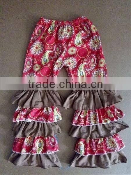Cheap High Quality printing 100% made of cotton soft short & pants girl ruffle pants