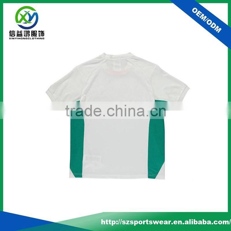 Best Price Contrast Green Knit Collar and cuff Kids Soccer Jersey T shirt