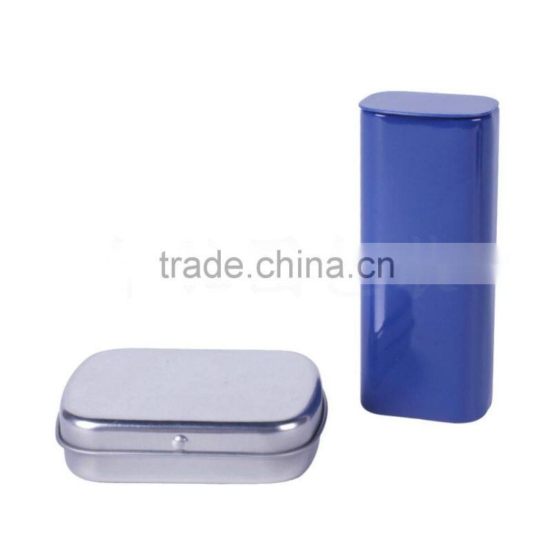 R1841H Rectangle sliver metal hinged tin containers for candy chewing gum