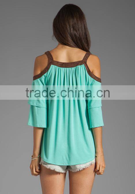 contrast color trim piper top