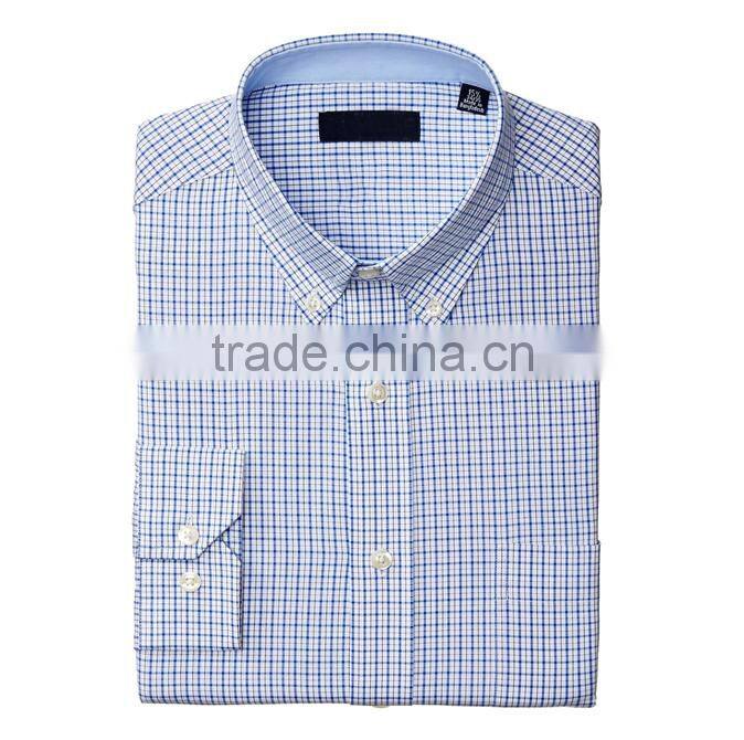 Compettitive price oem classic plaid regular fit men office long sleeve shirt with button-down collar
