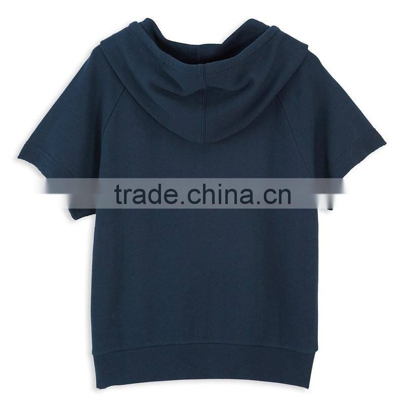 women short sleeve pullover hooded sweatshirt