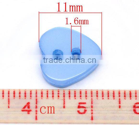 Blue Heart Shaped Resin Sewing Buttons Scrapbooking 12x11mm