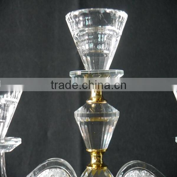 3 Arms Crystal With Metal Candelabra Candle Holder For Wedding Table Decoration