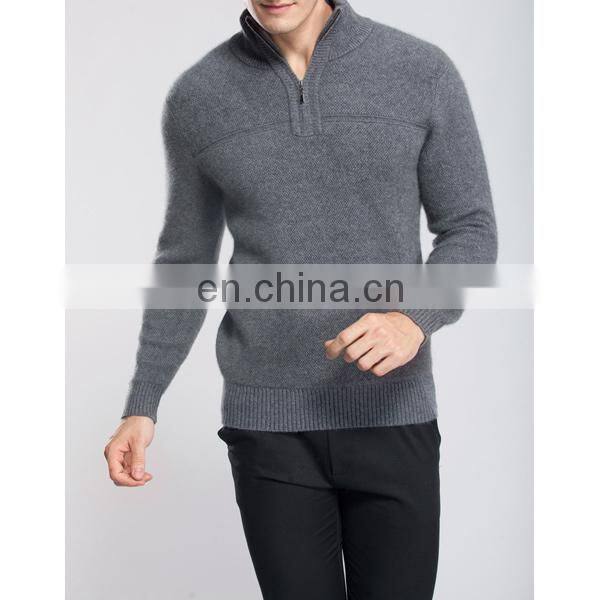 Flat knitted 12GG black color 100% pure men's cashmere knitwear,Fashional cashmere sweater for men
