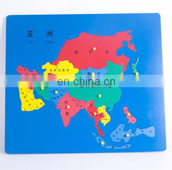 China supplier laser cutting Montessori wooden puzzle maple world map with high service