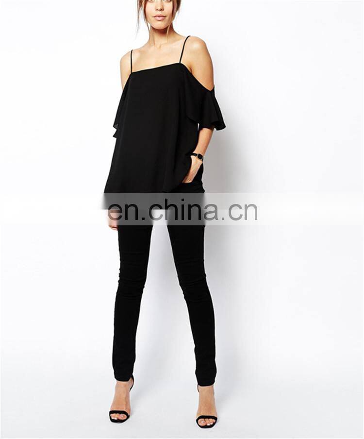 Sexy ladies cold shoulder india wholesale clothing fashion chiffon blouse