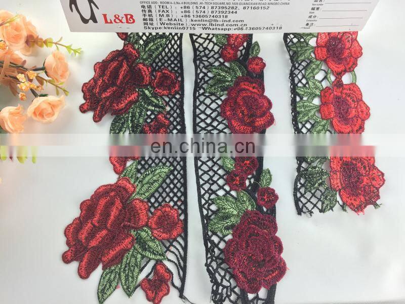 2017 custom decorative multicolor polyester flower design lace trim