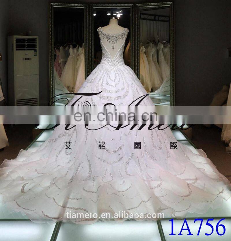 1A756 Princess Heavy Beading Luxury Shining Wedding Gown Evening Dress 2016