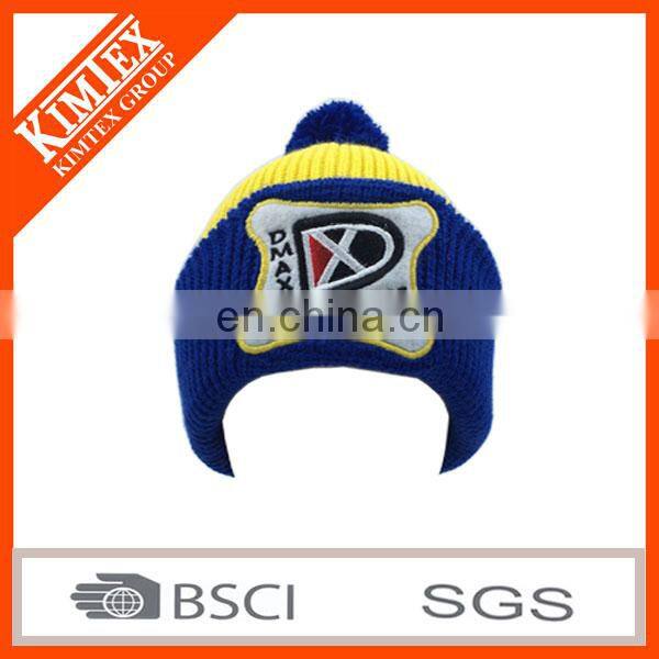 2017 Custom Colorful Pom Pom Knit Hat With Ball Top