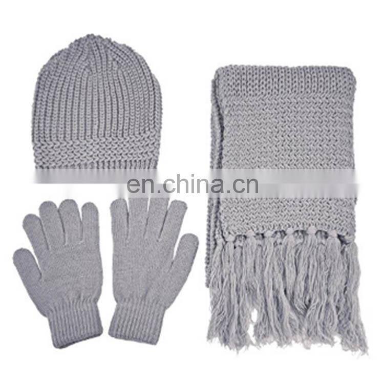 Custom Winter hat Knitted gloves 100%arcylic scarf set with embroidery