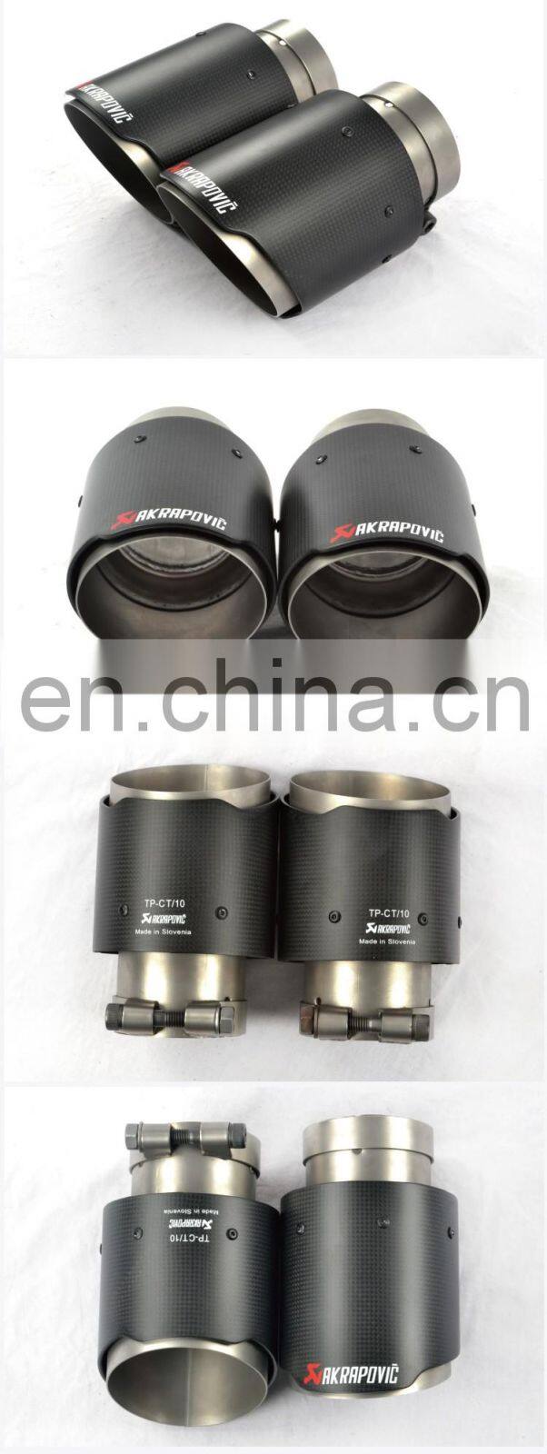 High Quality Custom Akrapovic Carbon Fiber exhaust tail pipe car muffler tips with ss304 clamp