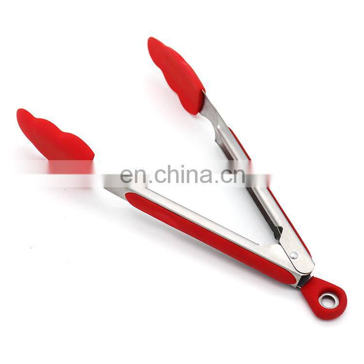 Hot Sell stainless steel handles silicone tongs with Lock