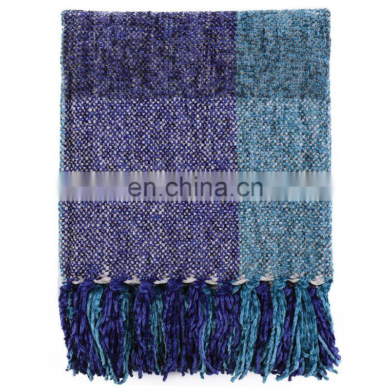 Amazon Hot Selling Cheap Chenille Knitted Blanket