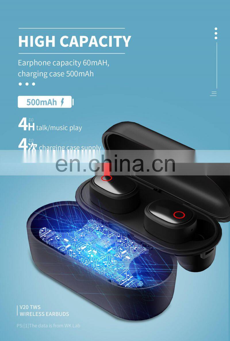 Handsfree TWS True Wireless Deep Bass Sports Earbuds Game Headset Hifi Sound Music Headphone Bluetooth 5.0 Earphone