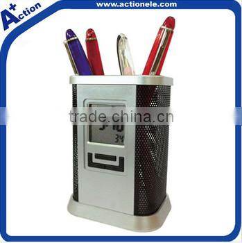 pen holder and photo frame digital desk clock