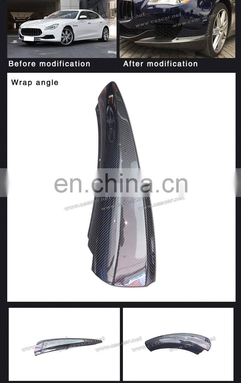100% Real Carbon Fiber Trims Car Protector Front Bumper Lip Wrap Angle Suitable For Maserati Quattroporte Body Kit Accessories
