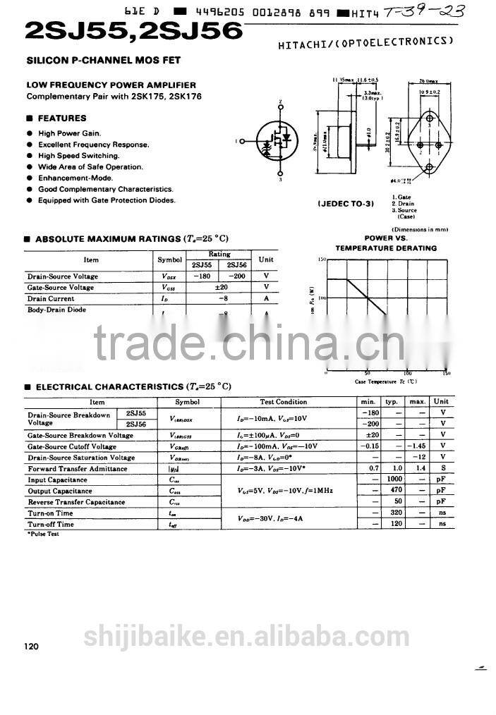 New&Original 2SJ56 SILICON P-CHANNEL MOSFET TO-3