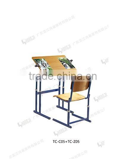 Yes Folded single student furniture desk and chair for classroom TC-C05+TC-Z05-E