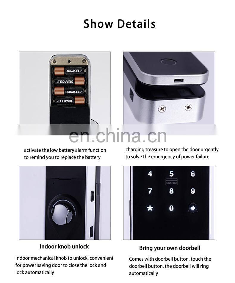 smart safety aluminum glass door lock card password frameless magnetic card automatic sliding glass door lock