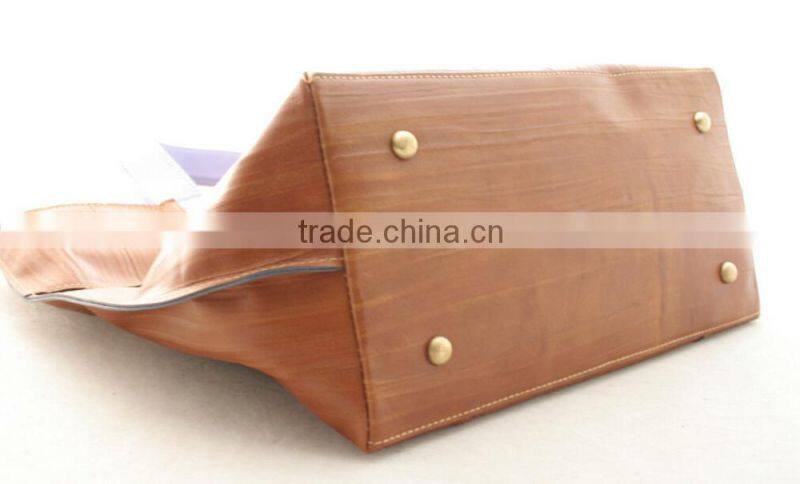 Wood grain lady leather handbag
