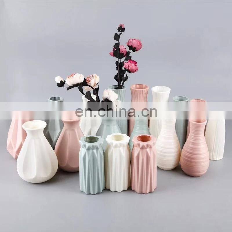 Plastic Flower Vase Decoration Home White Imitation Ceramic Flower Pot Nordic Decoration Vases for Flowers