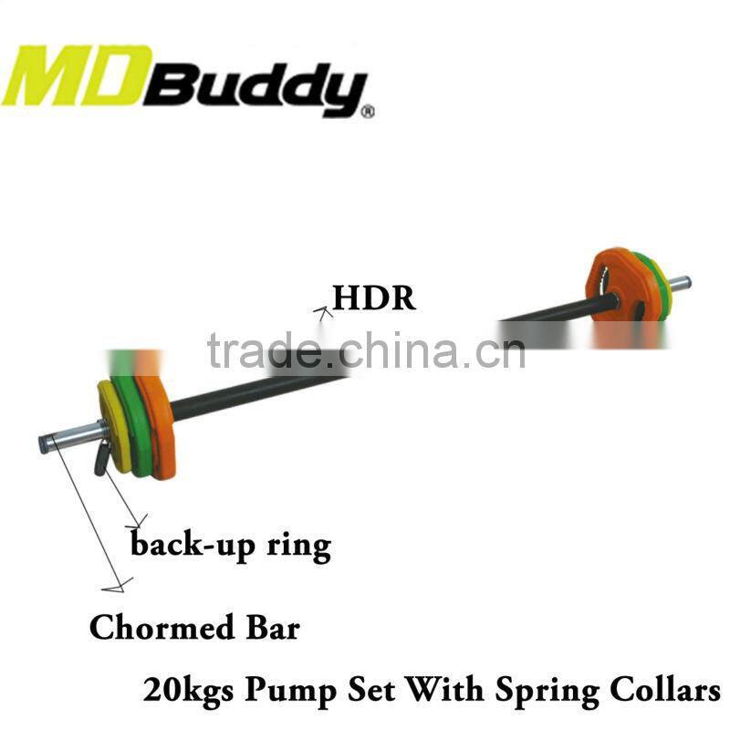 high grade strength training color rubber barbell set