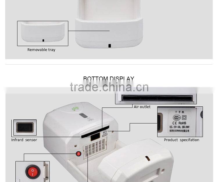 Factory whosale automatic hand dryers with tray hotel restaurant infrared sensor hand blow dryer customized plug hand dryer