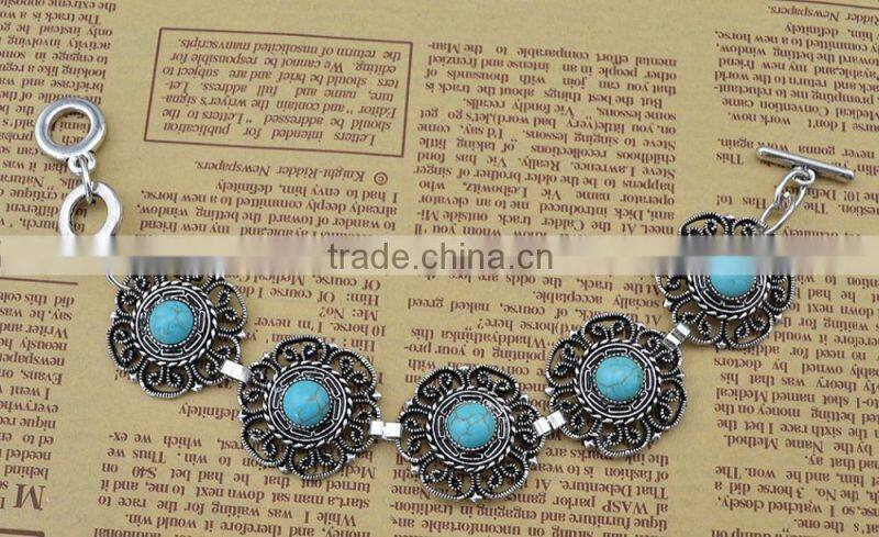 2015 YiWu new products Bohemian turquoise hollow-out flower bracelet