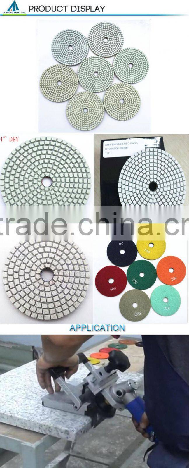 Generation 2 Dry use diamond flexible polishing pads for granite, engineer stone, marble