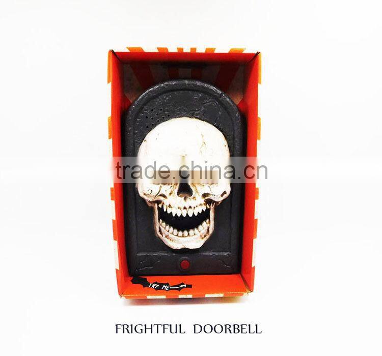 Frightful Light Up Halloween Skull Decoration Halloween Plastic Skull Door Bell
