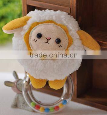 plush sheep baby rattles/wholesale plush sheep rattle toys/sheep plush rattles toy