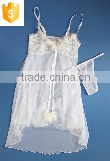 Hot sexy unique Net gauze material flower lingerie babydoll nighty dress