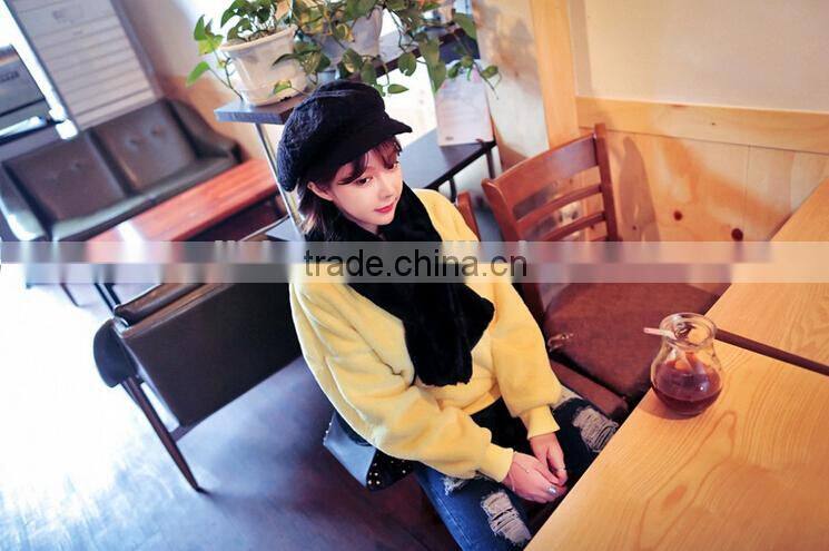 Korea Fashion Plush Plain Lady Fur Scarf Woman Neck Warmer