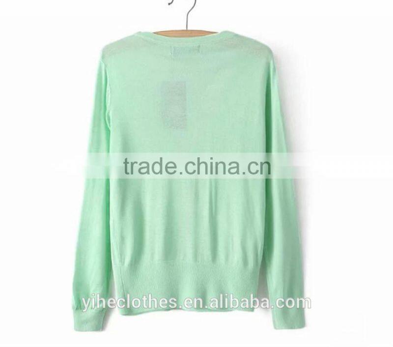 Fashion deep v-neck knitting wear thin cardigan coat for laody's wear