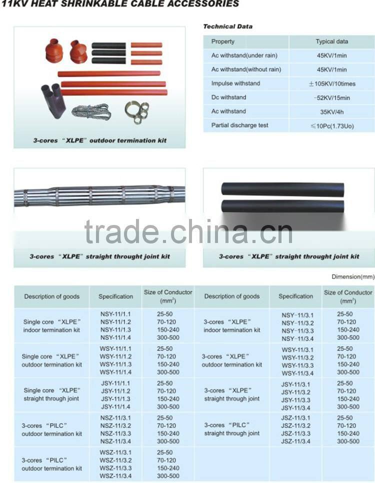 Zhuojiya Yueqing High Quality Cable Accessories Heat Shrinkable Cable Termination Kit