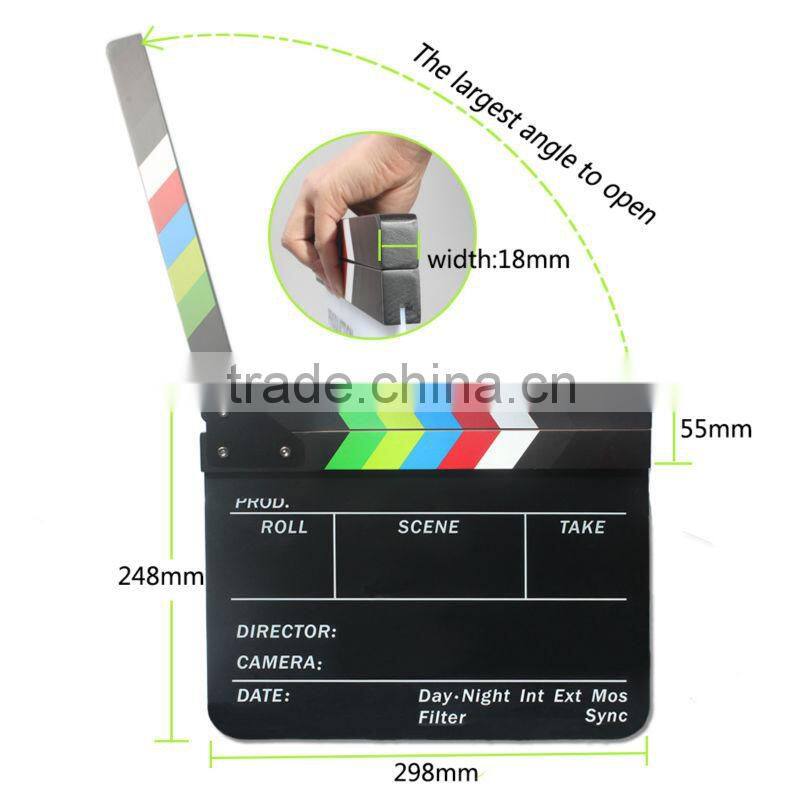 Acrylic Plastic Dry Erase Director's Film Clapboard with Color Sticks (9.85x11.8 inch)