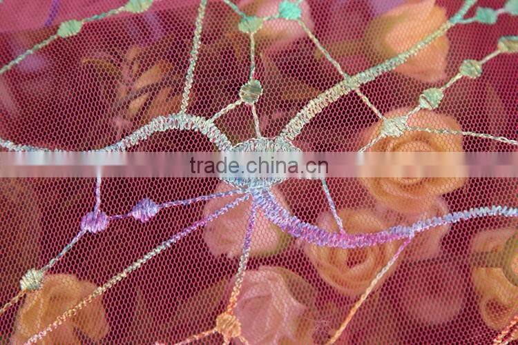 Print beautiful pattern embroidery sequins colorful tulle lace fabric