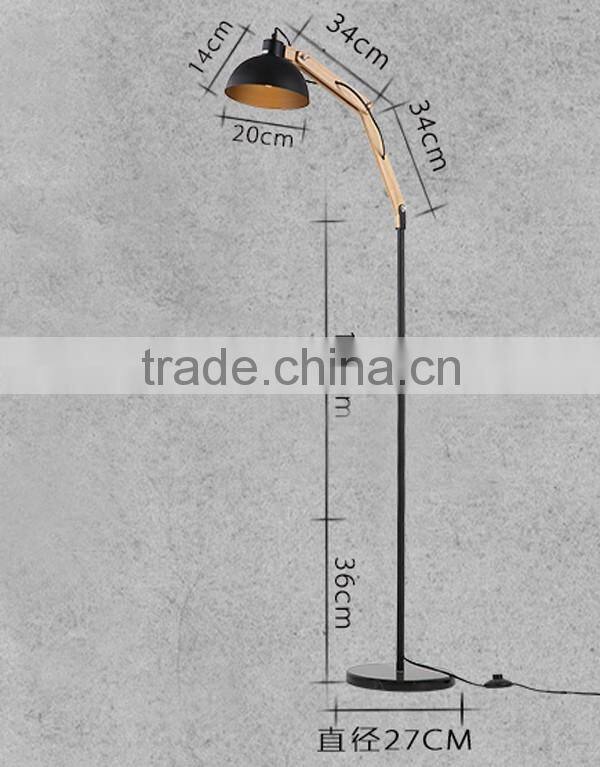 Wood and metal material floor lamp adjustable wooden floor lamp