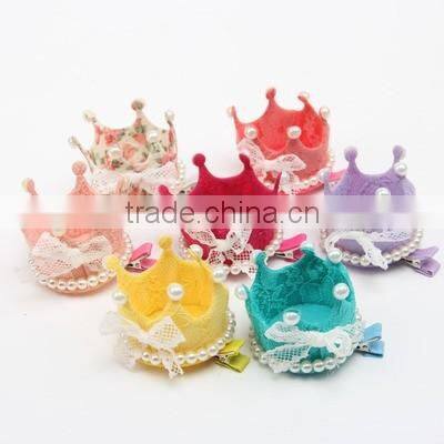 New Princess Crown Hairpins Hair Accessories Resin Diamond Pearls Girls Tiaras Headwear Baby Xmas Dancing Party Hair clipCB-3606