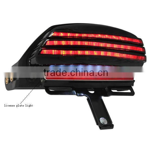 Smoked and integrated LED tri-bar tail lamp light for Harly Davision
