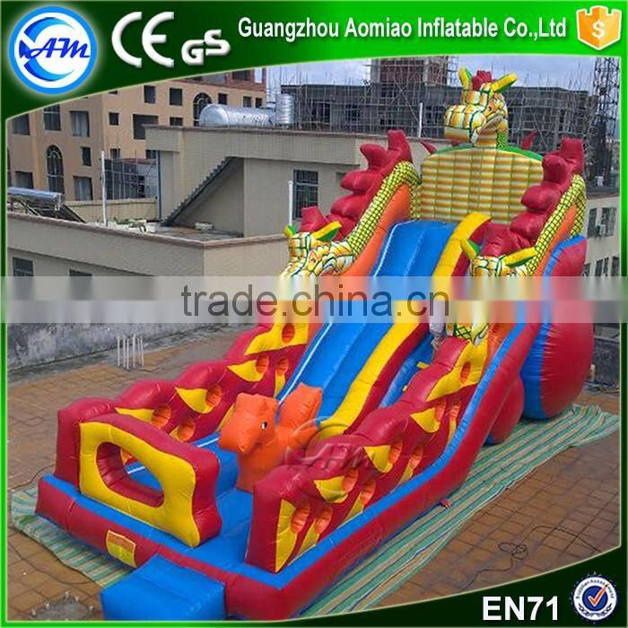 Cartoon inflatable dragon city playground slide inflatable zenith dragon for kids