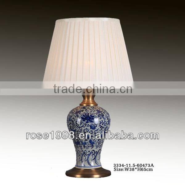 blue and white porcelain and wood base decor