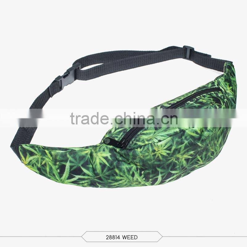 Summer top selling fashion printed running waist bag for ladies sport and leisure