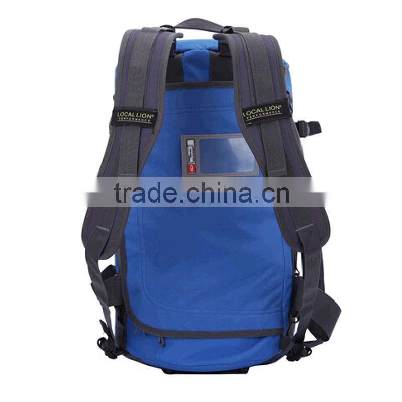 Low toxic solid color polyester travel sport tote bag with two closures