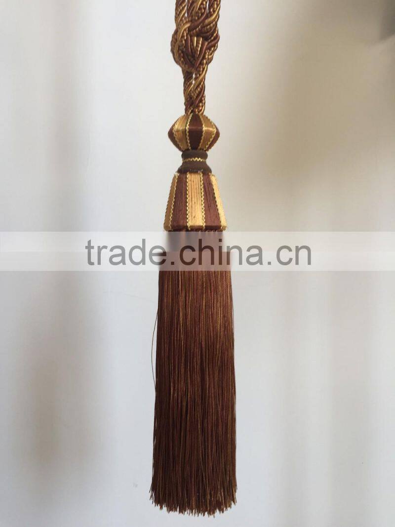 High quality wholesalers curtain accessory polyester material tassel tieback for home decorative