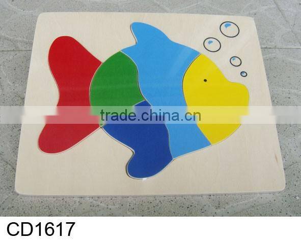 Hot selling educational wooden toys fish wooden puzzle