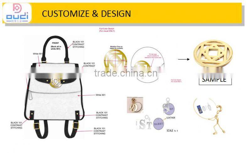 2016 the most popular Zinc alloy light gold bag accessories turn lock.
