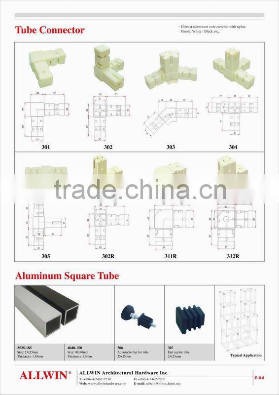 4 Way Square Tube Connector
