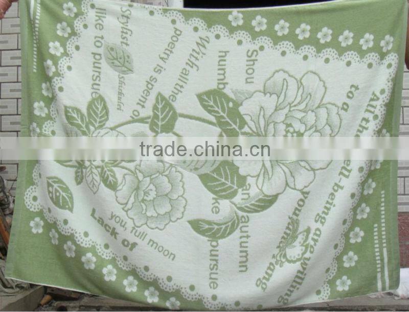 queen size 100% green yarn dyed jacquard cotton blanket